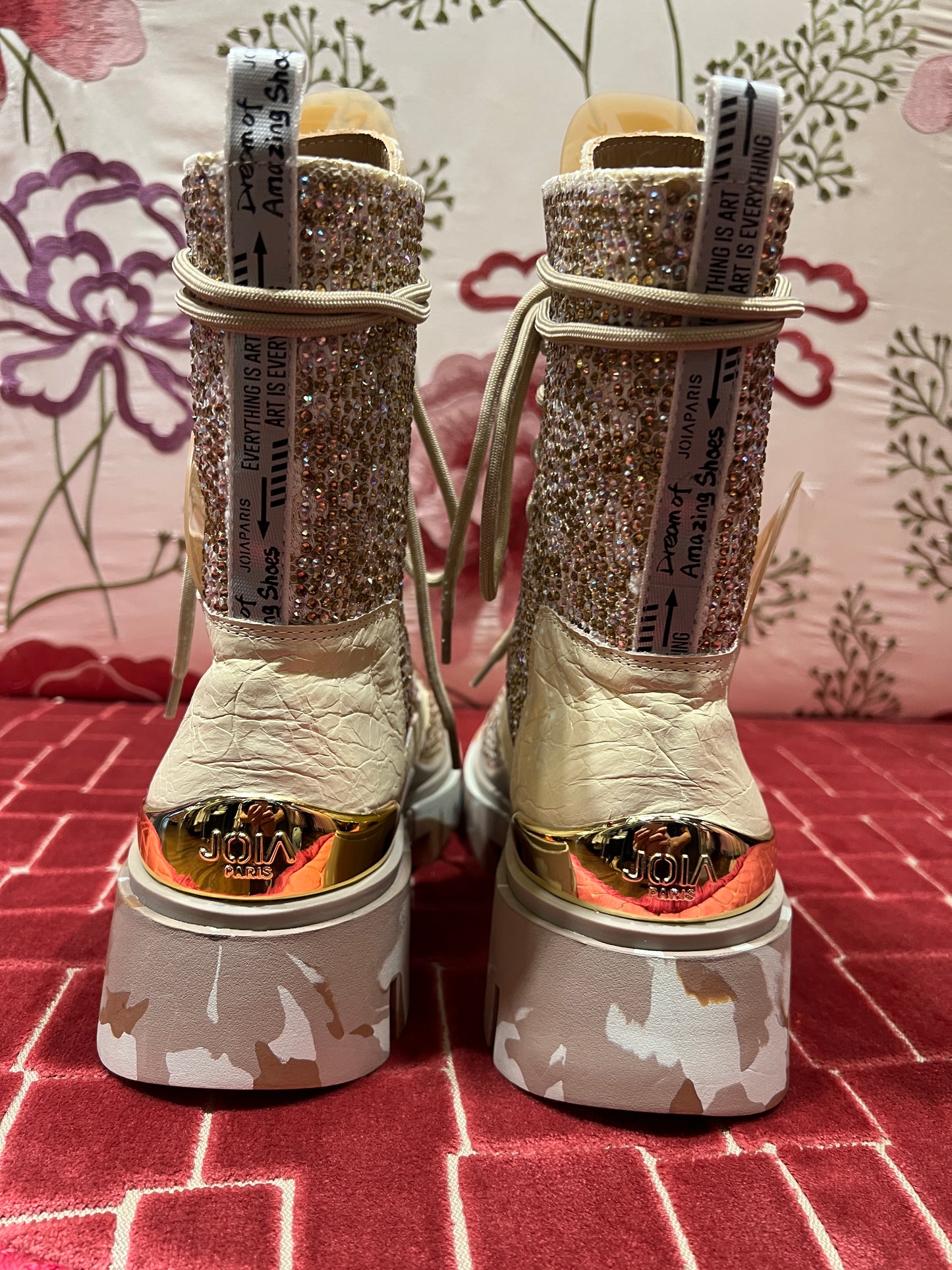 Joia Paris biker pelle , cristalli con dettagli in pizzo , calzata comoda