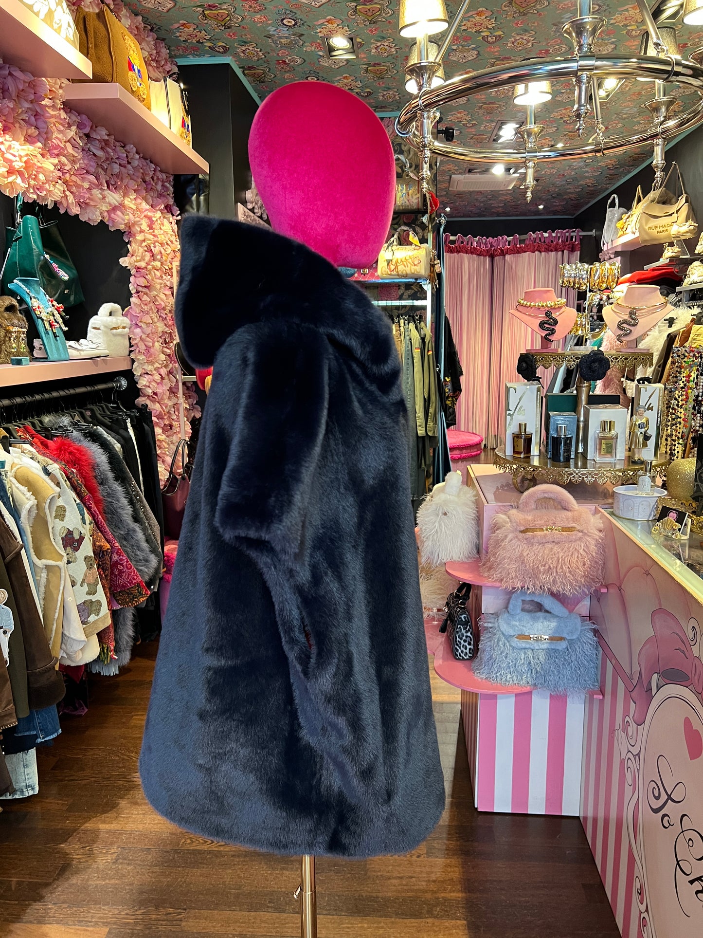 Snow-up Milano gilet ecopelliccia con cappuccio blu