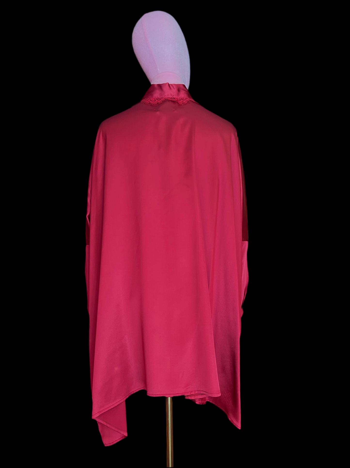 Pink memories camicia in raso di viscosa elasticizzata con pizzo, vestibilita’ over