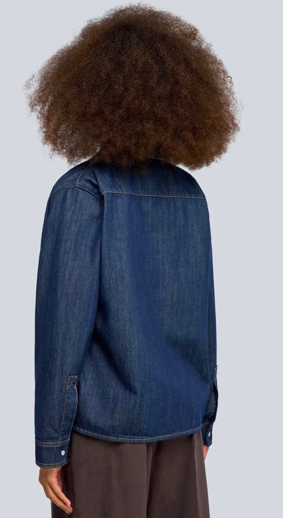 Semicouture camicia denim arricciatura su spalla e fondo