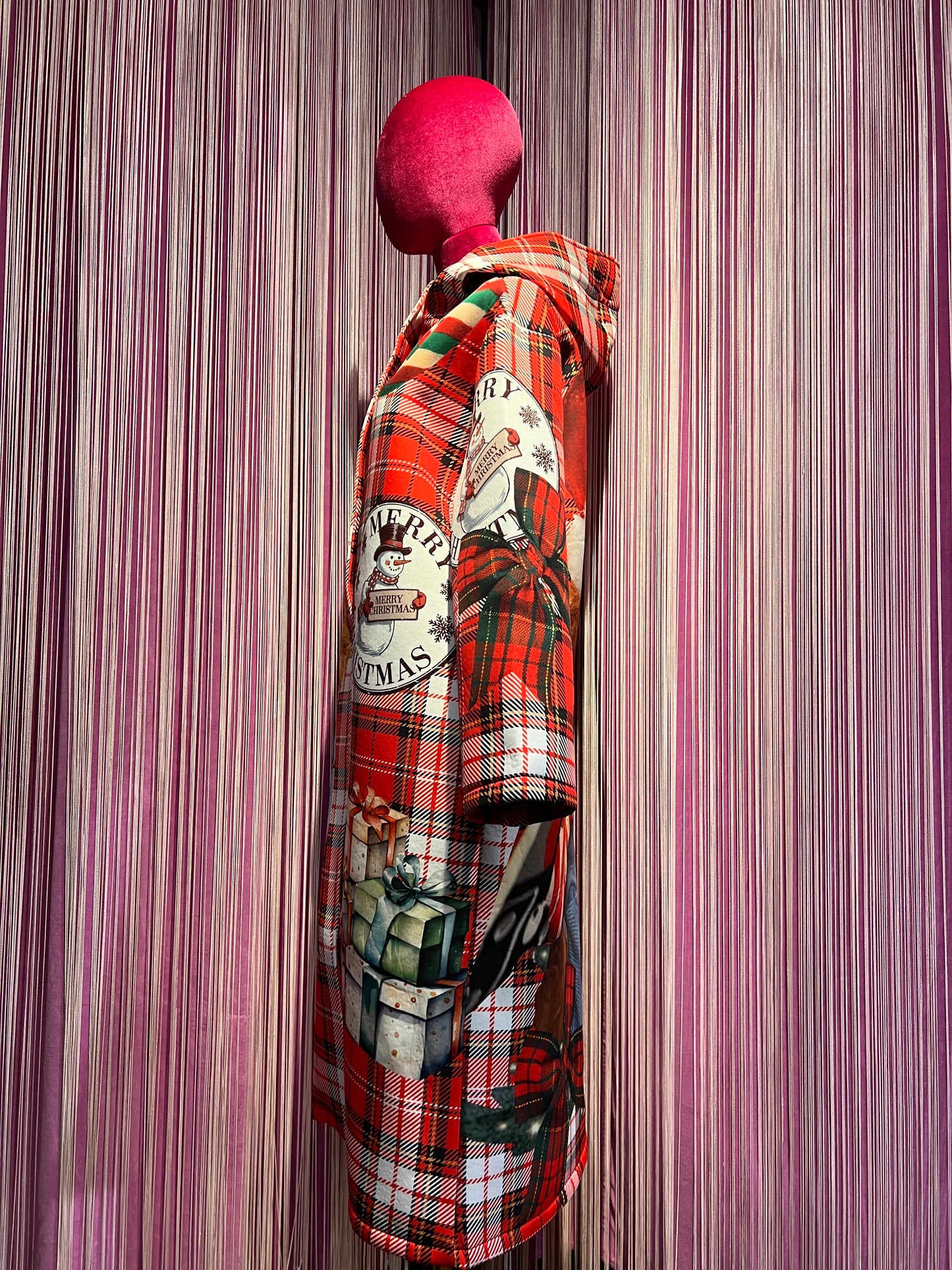 Mon amour Paris -20% di sconto cappotto con cappuccio in neoprene fantasia tartan stampa barboncino