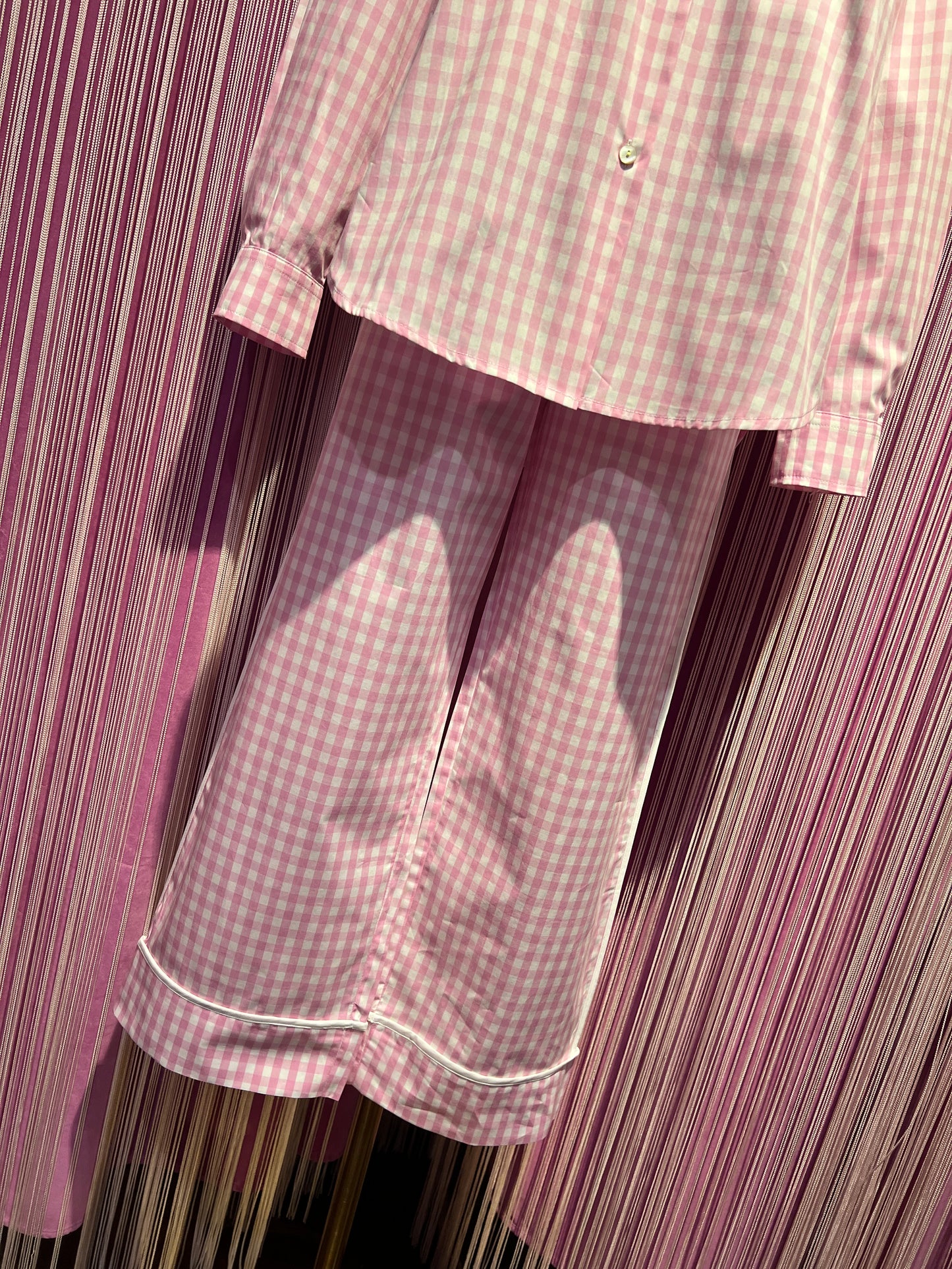 Miki Thumb  completo quadretti vichy con ricami tasche camicia manica lunga e pantalone con elastico in vita