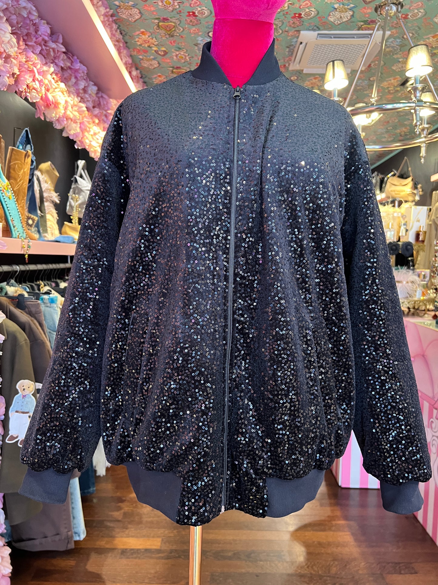 Don’t @me bomber nero velluto con micro paillettes