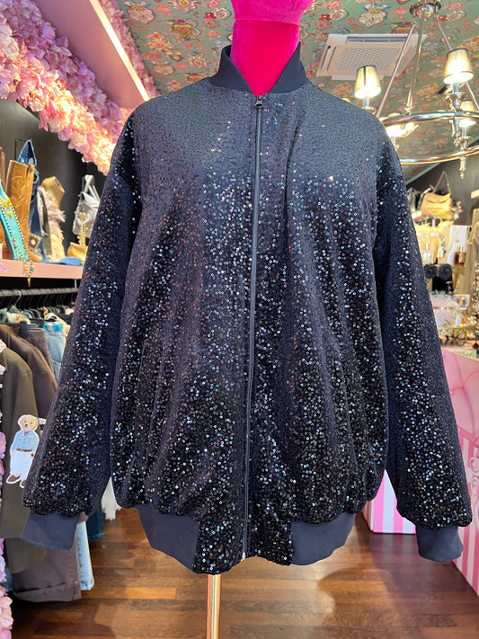 Don’t @me bomber nero velluto con micro paillettes