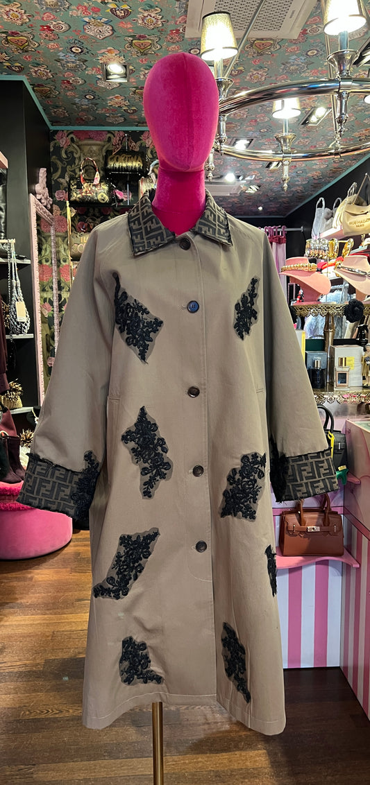 ABpink🩷 trekkina stoffa vintage con pizzo nero