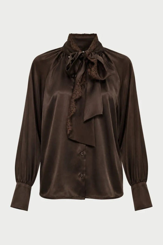 Pink memories camicia marrone con pizzo