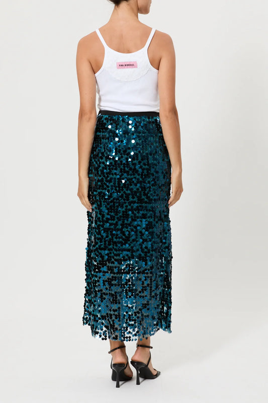 Pink memories gonna lunga in paillettes blu petrolio