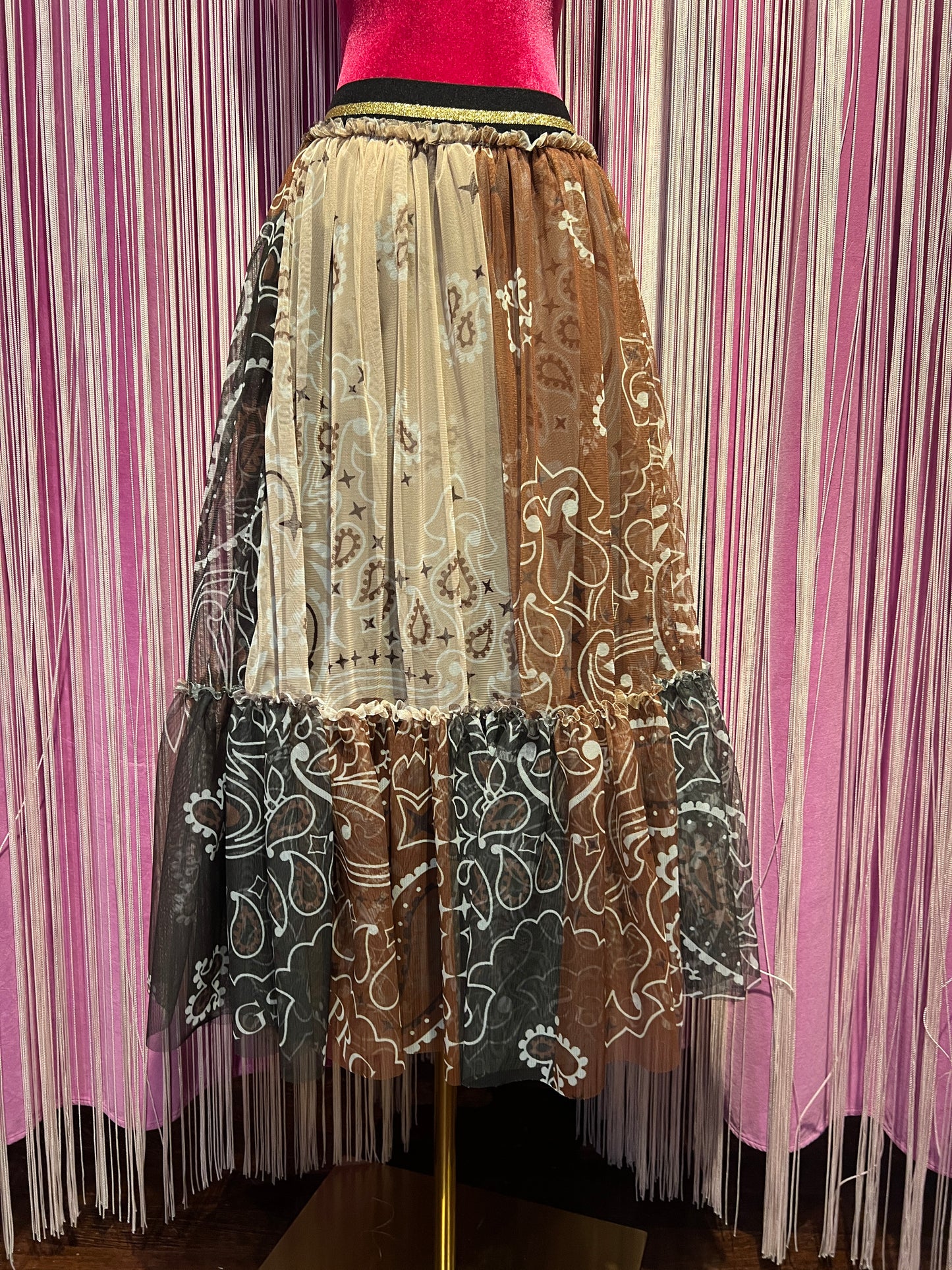 5 Progress gonna con elastico in vita in tulle fantasia bandana verde militare