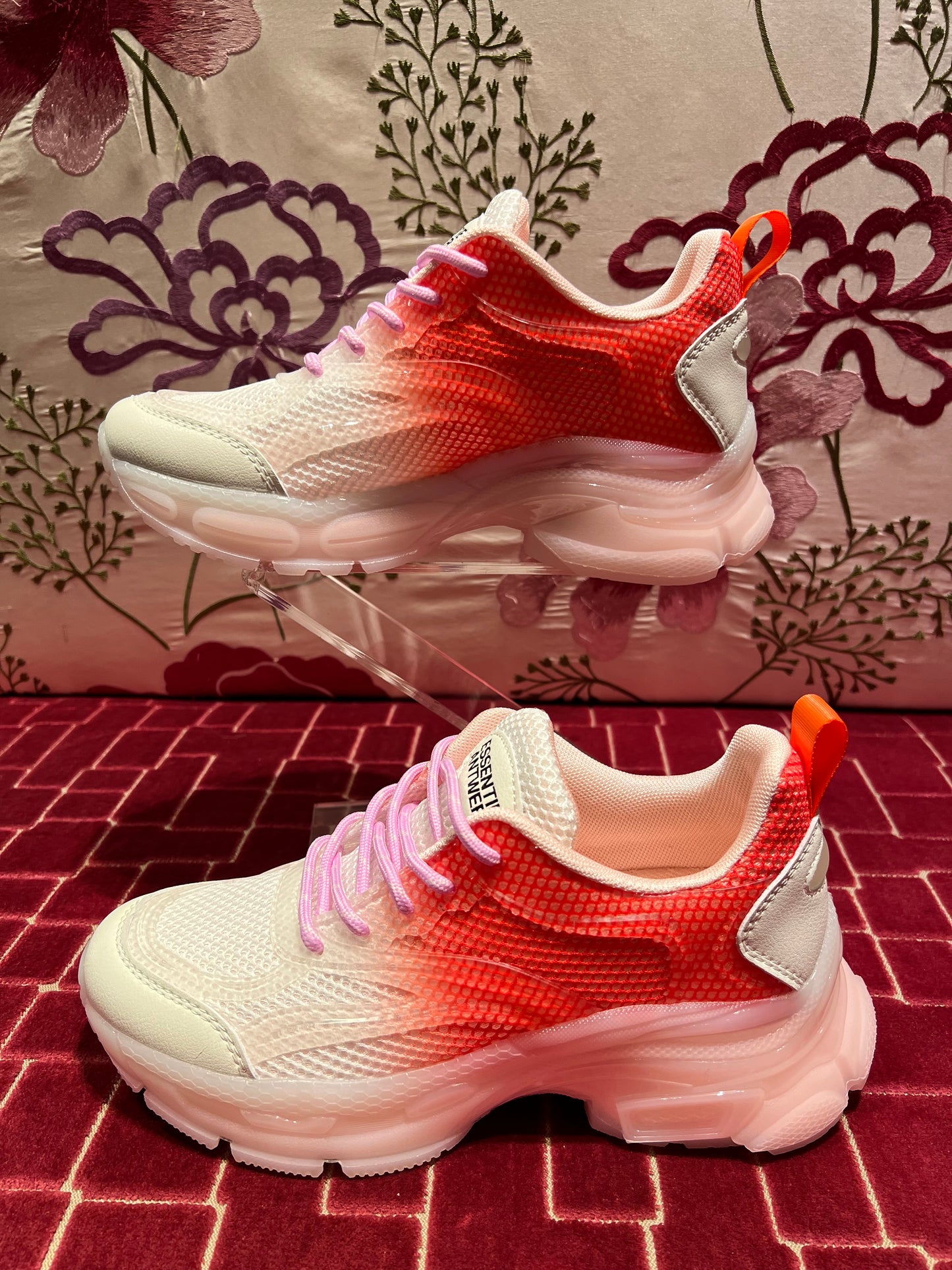 Essentiel antwerp sneakers bianche e arancio lacci rosa