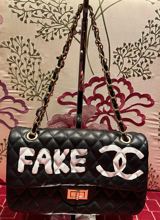 Borsa ecopelle fake Chanel nera