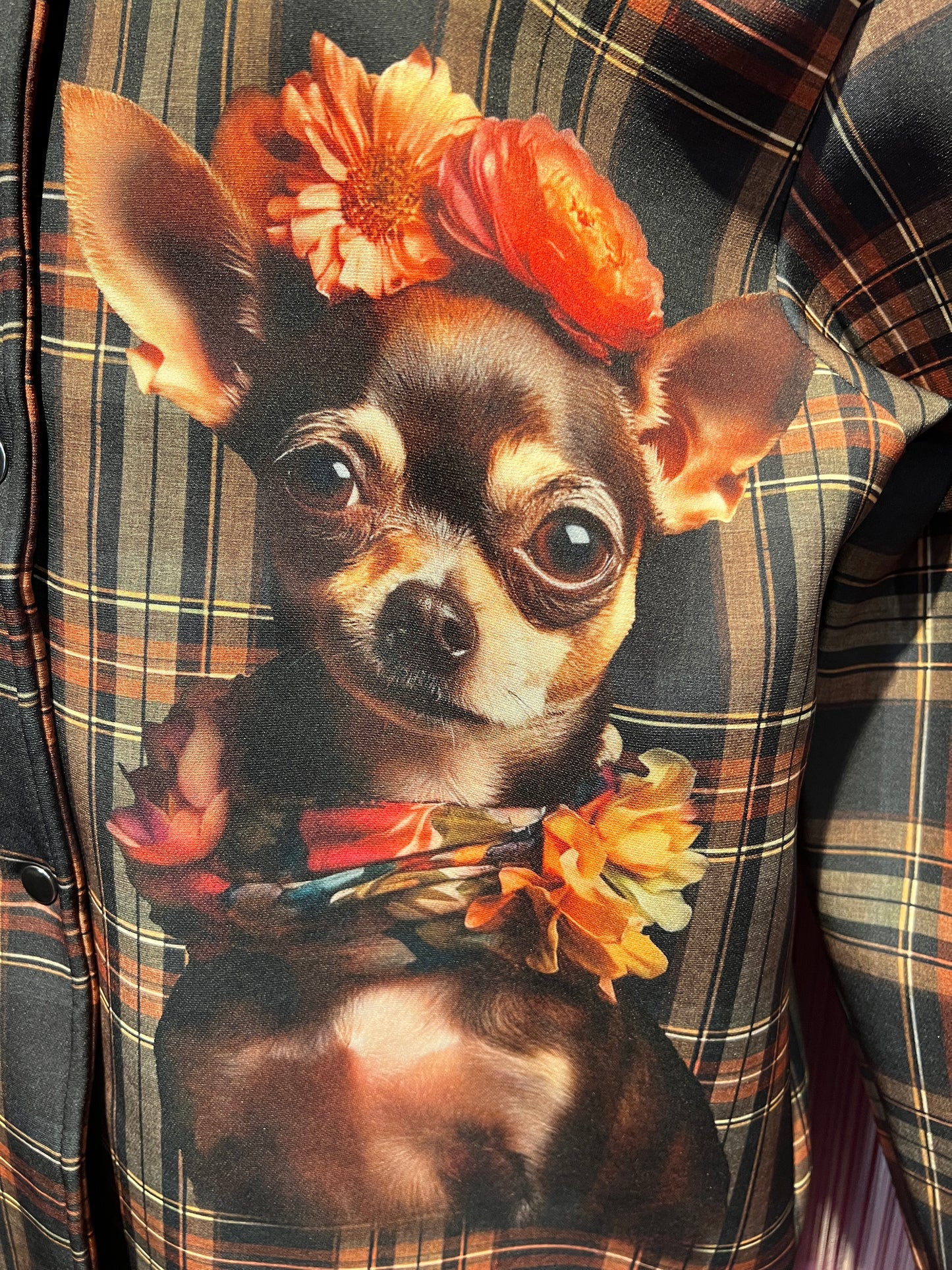 Mon amour Paris -20% di sconto cappotto con cappuccio in neoprene stampa chihuahua