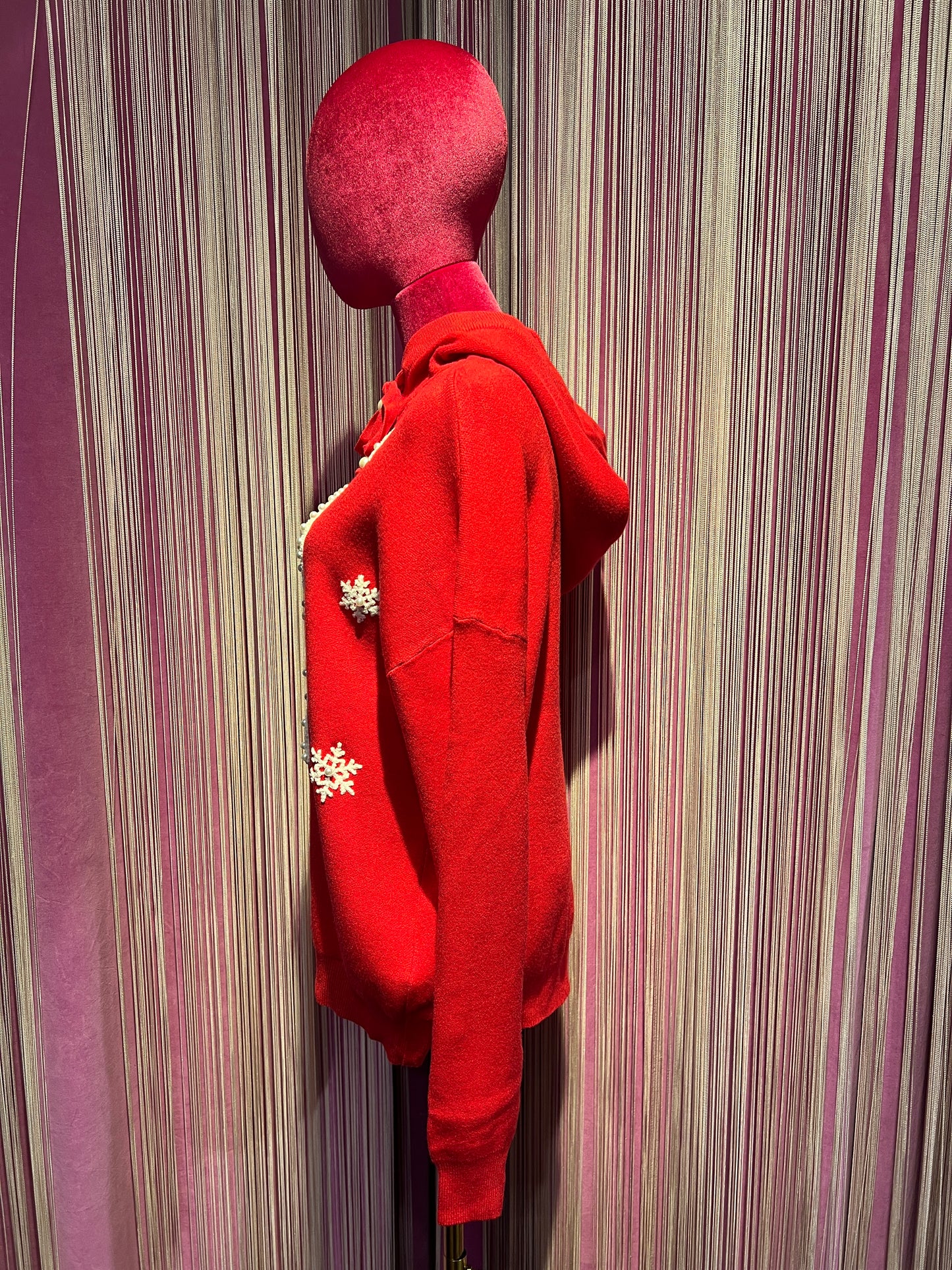 Mon amour Paris -20-% di sconto maglia con cappuccio rossa , renne e fiocchi di neve