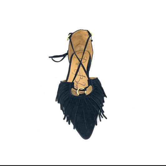 Passion Blanche MARILYN scarpa ballerina con frangia in pelle scamosciata nera
