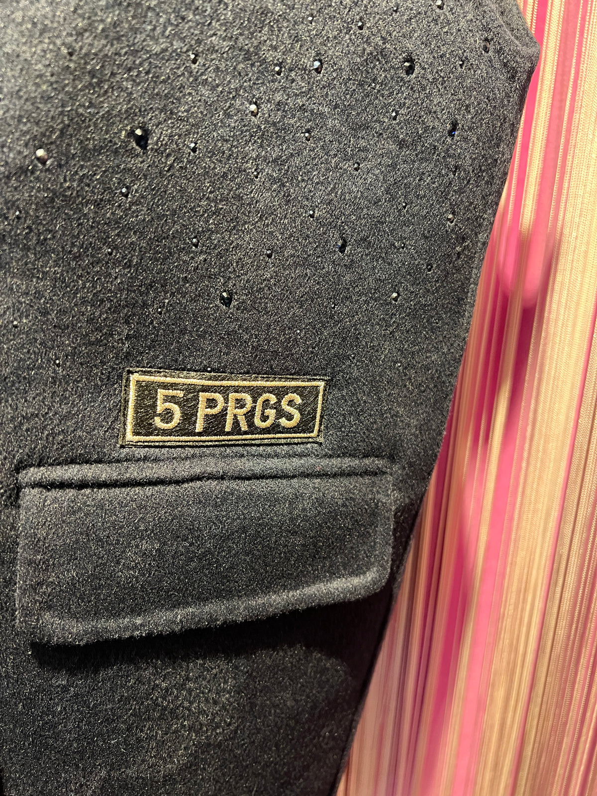 5 Progress gilet doppiopetto blu scuro con cristalli lana e cachemire