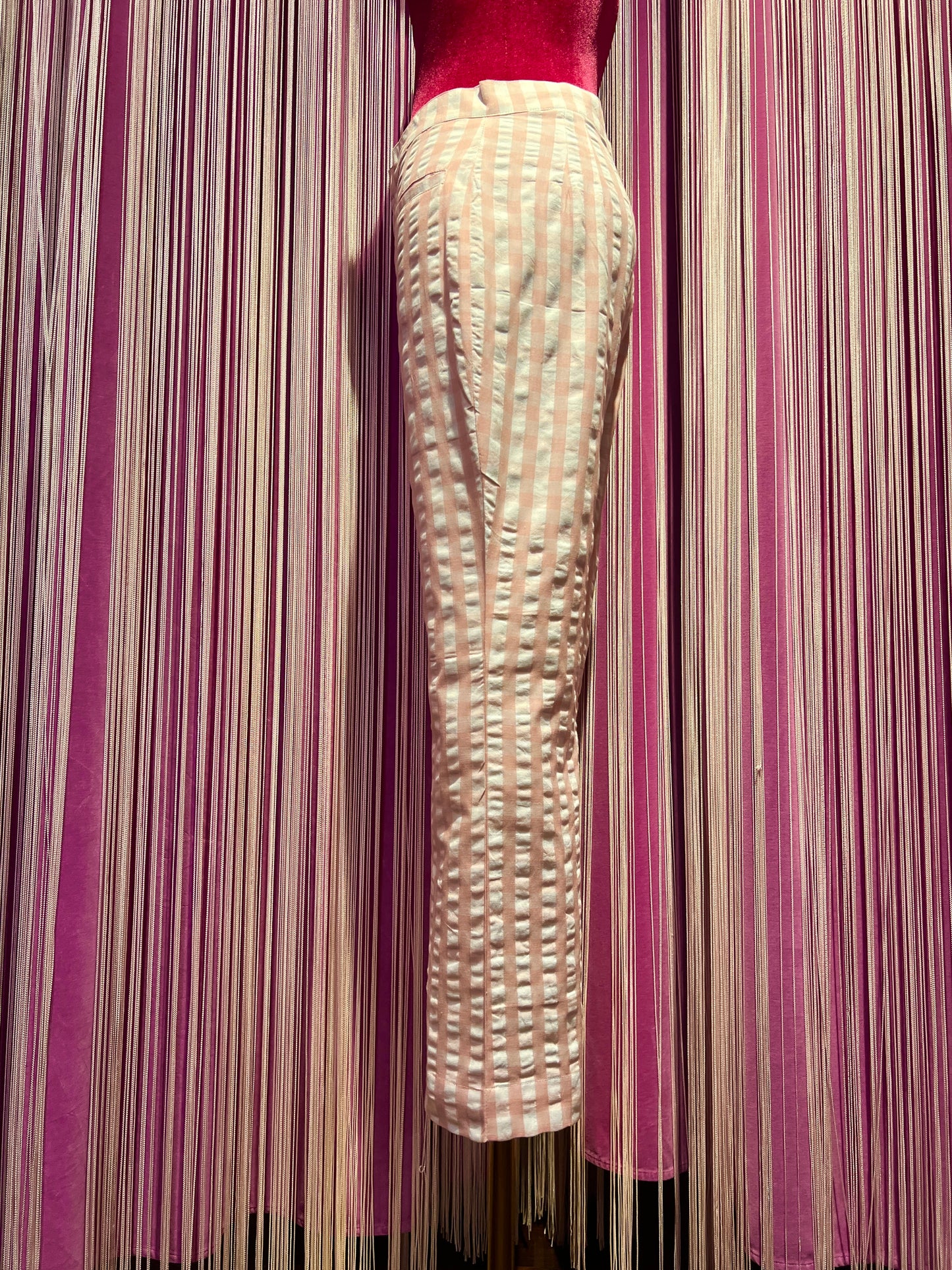 Brigitte Bardot  pantalone a quadri vichy  rosa e bianco