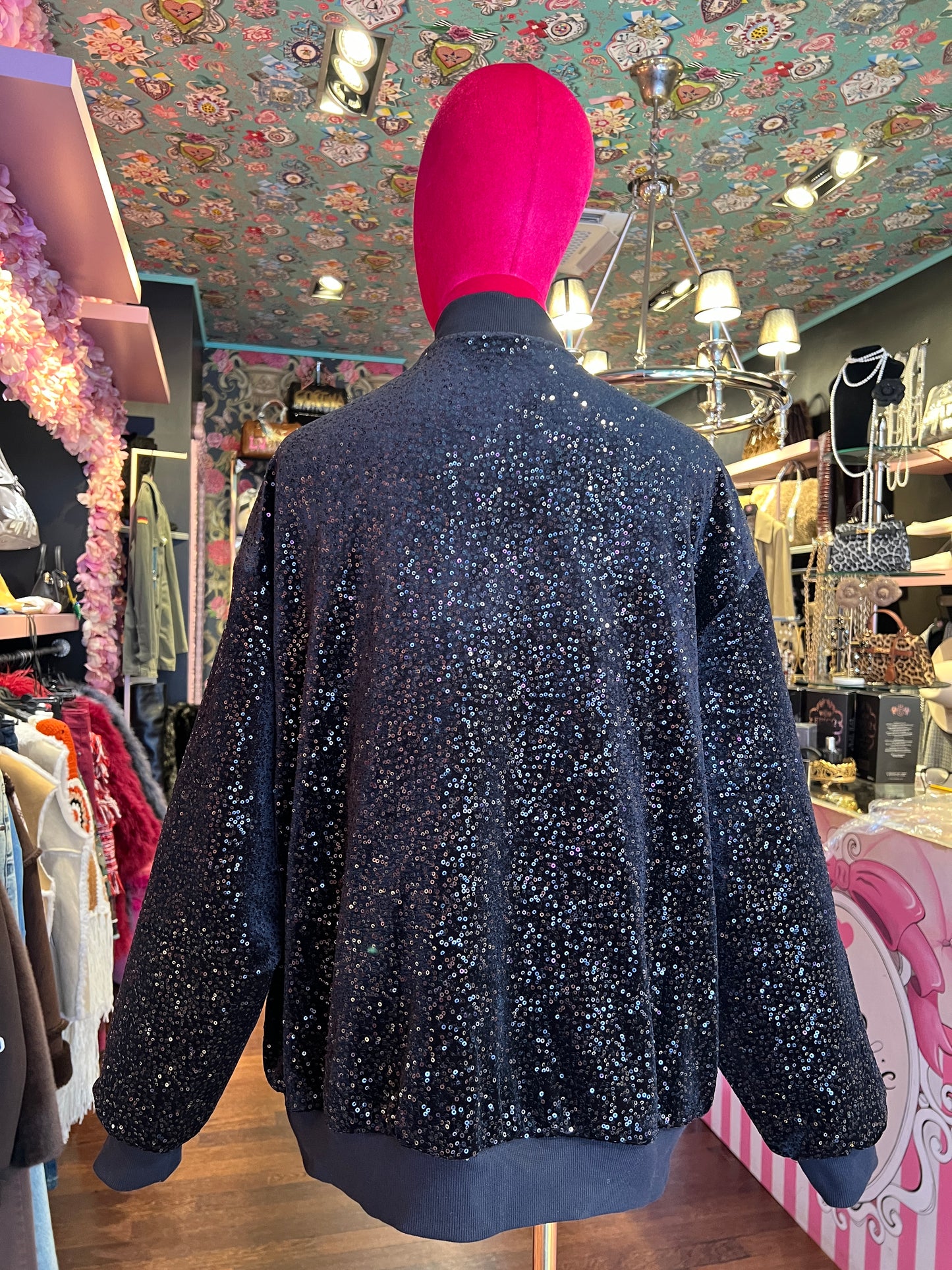 Don’t @me bomber nero velluto con micro paillettes