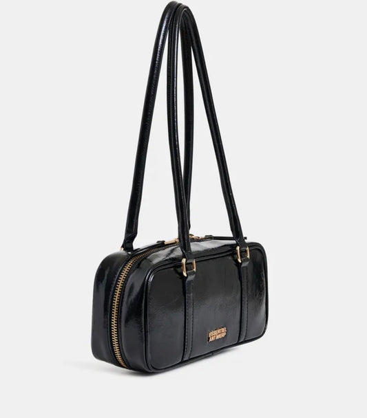 Essentiel antwerp borsa a baguette tracolla lucida nera