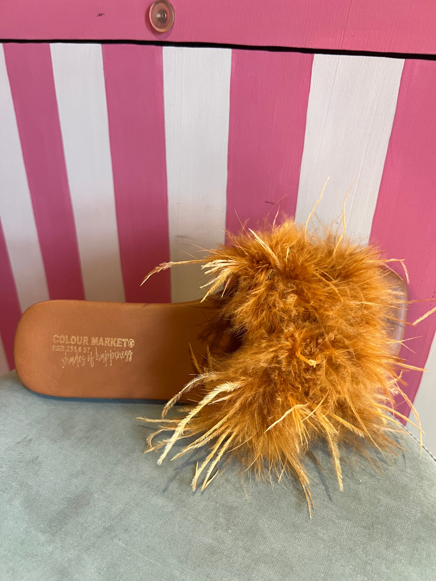 Colour market ciabattina marabou marrone chiaro