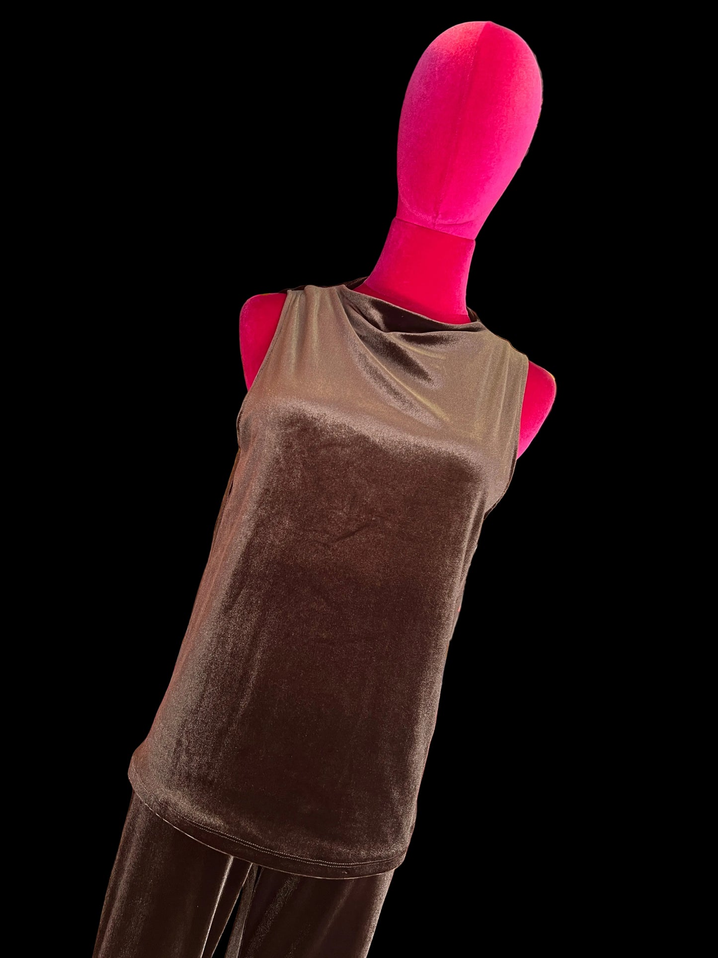 Don’t @me completo cioccolato top e pantalone a zampetta in velluto