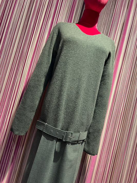 Semicouture abito grigio mélange con cintura
