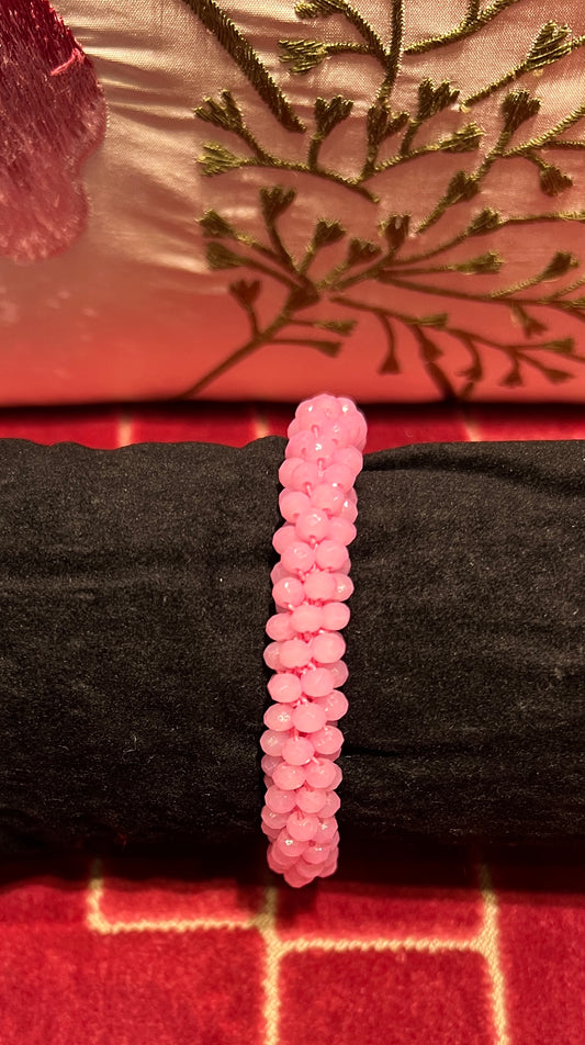 Bracciale elastico cristalli rosa bubble