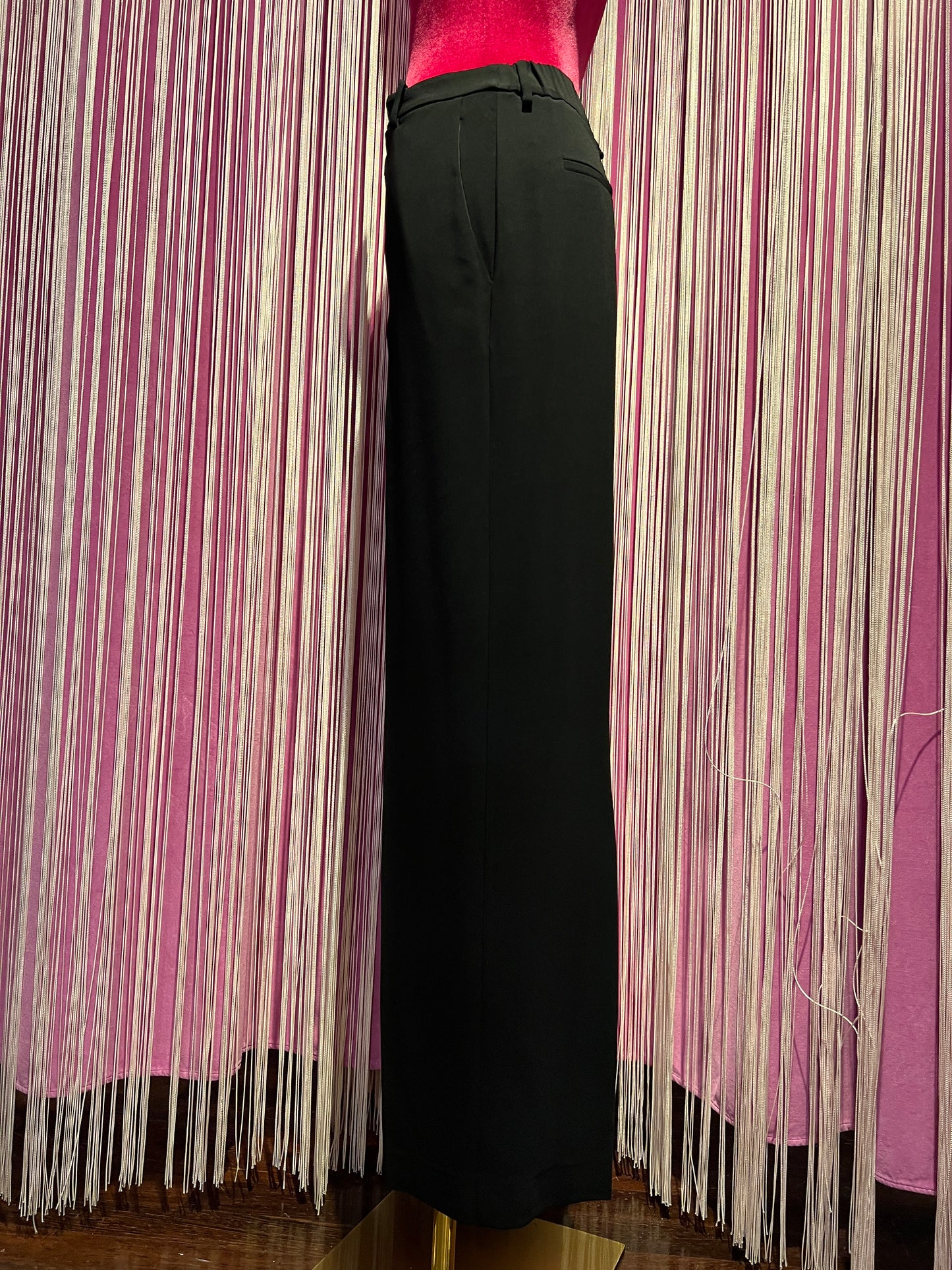 Semicouture pantalone nero in cadi’ a gamba larga