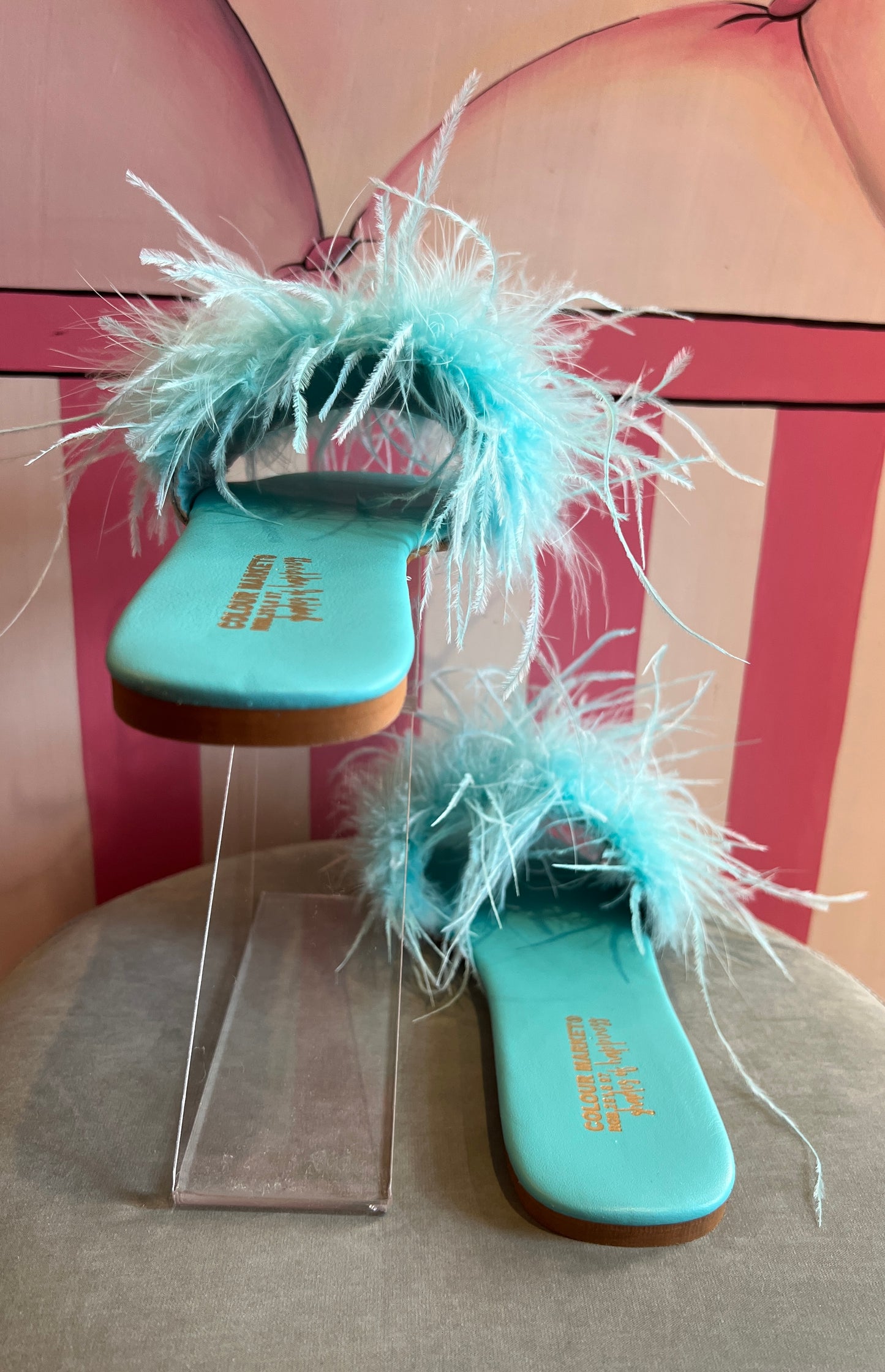 Colour market ciabattina marabou turchese