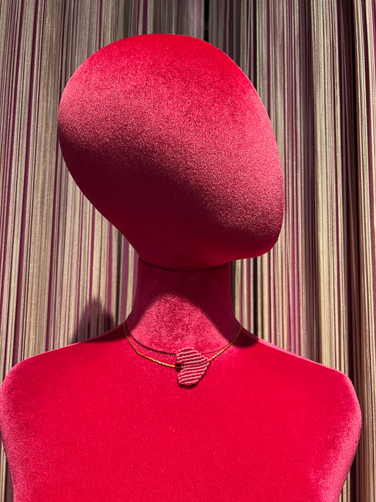 Collana cuore crochet regolabile rosa