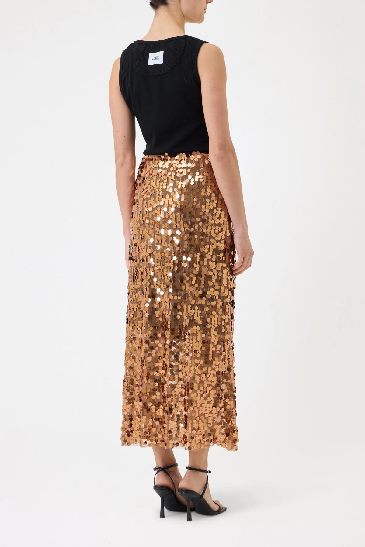 Pink memories -40% di sconto gonna lunga in paillettes cognac