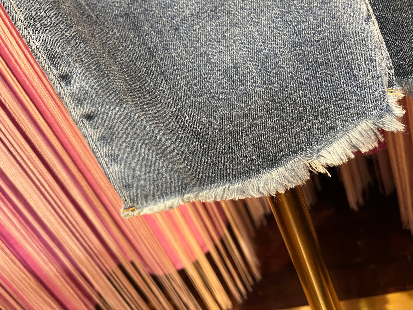 Mon amour Paris jeans denim chiaro zampetta sfrangiato elasticizzato