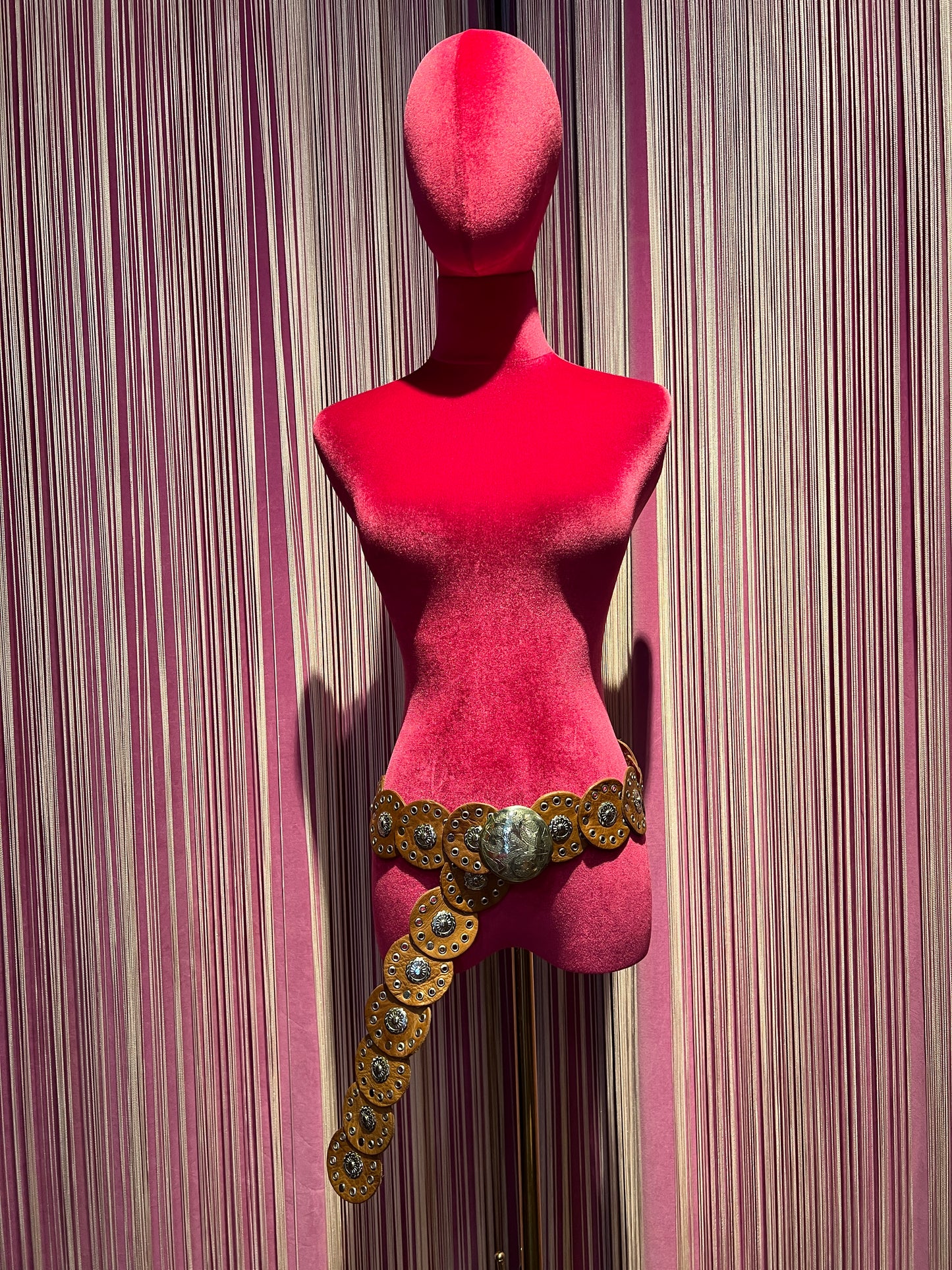 Love & roses cintura pelle cuoio con fibbia e dettagli argento