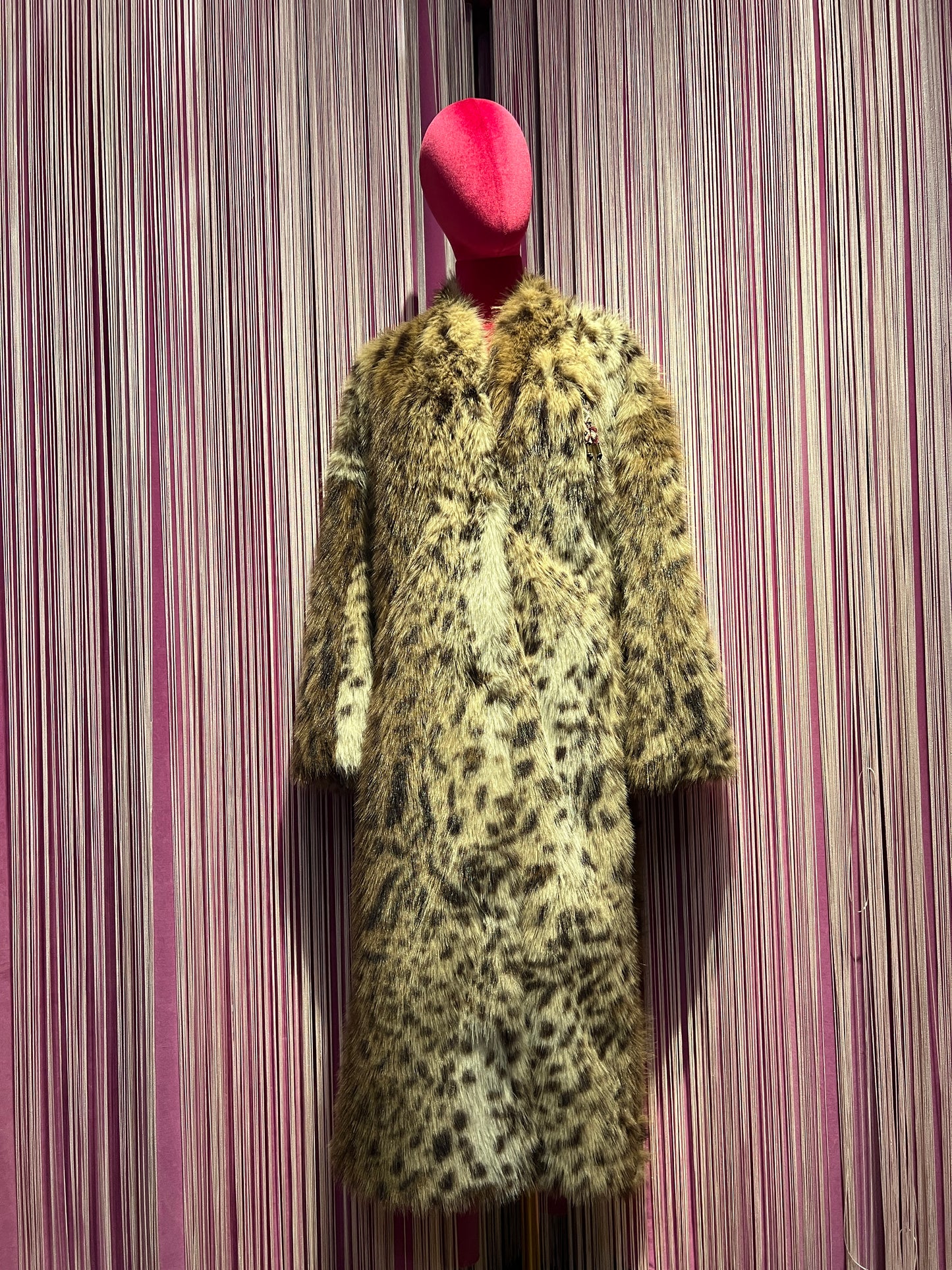 Bazar deluxe cappotto eco pelliccia animalier con cintura e fodera interna floreale