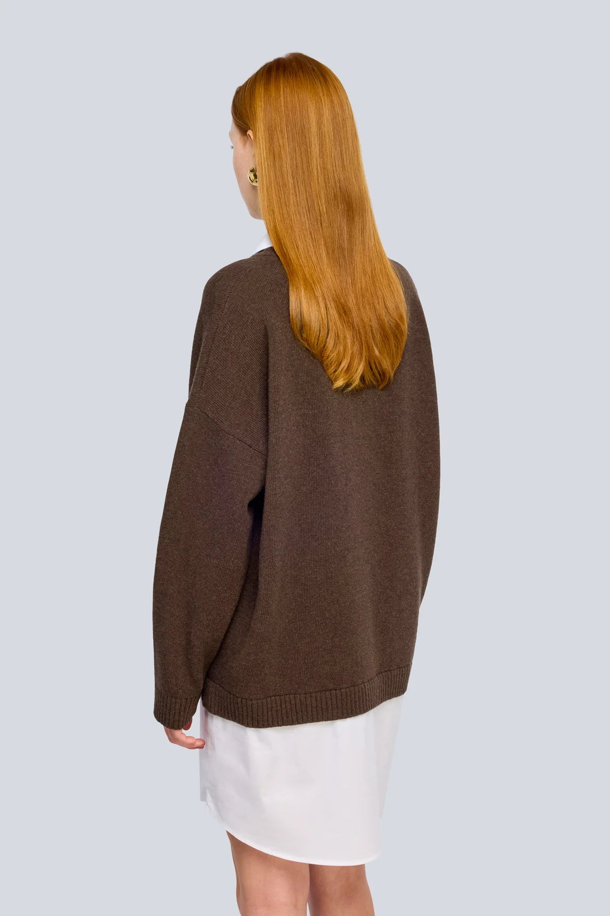 Semicouture maglia in lana merinos con inserto in popeline, cravattino incluso