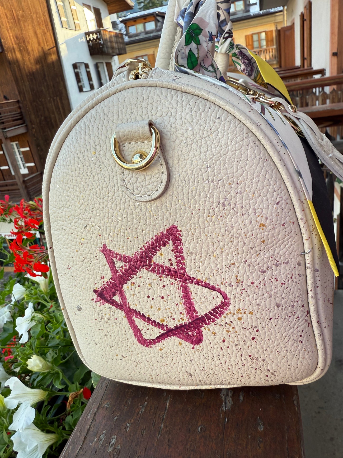 ABpink🩷 borsa pelle dipinta a mano con tracolla