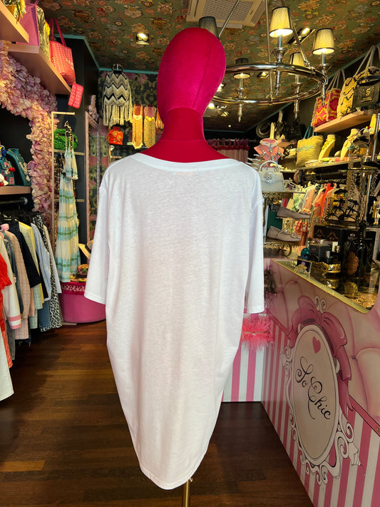 Mon amour Paris -20% di sconto t-shirt over scollo a V e scritta “ l’amour ent-shirt “ glitter rosa  bubble