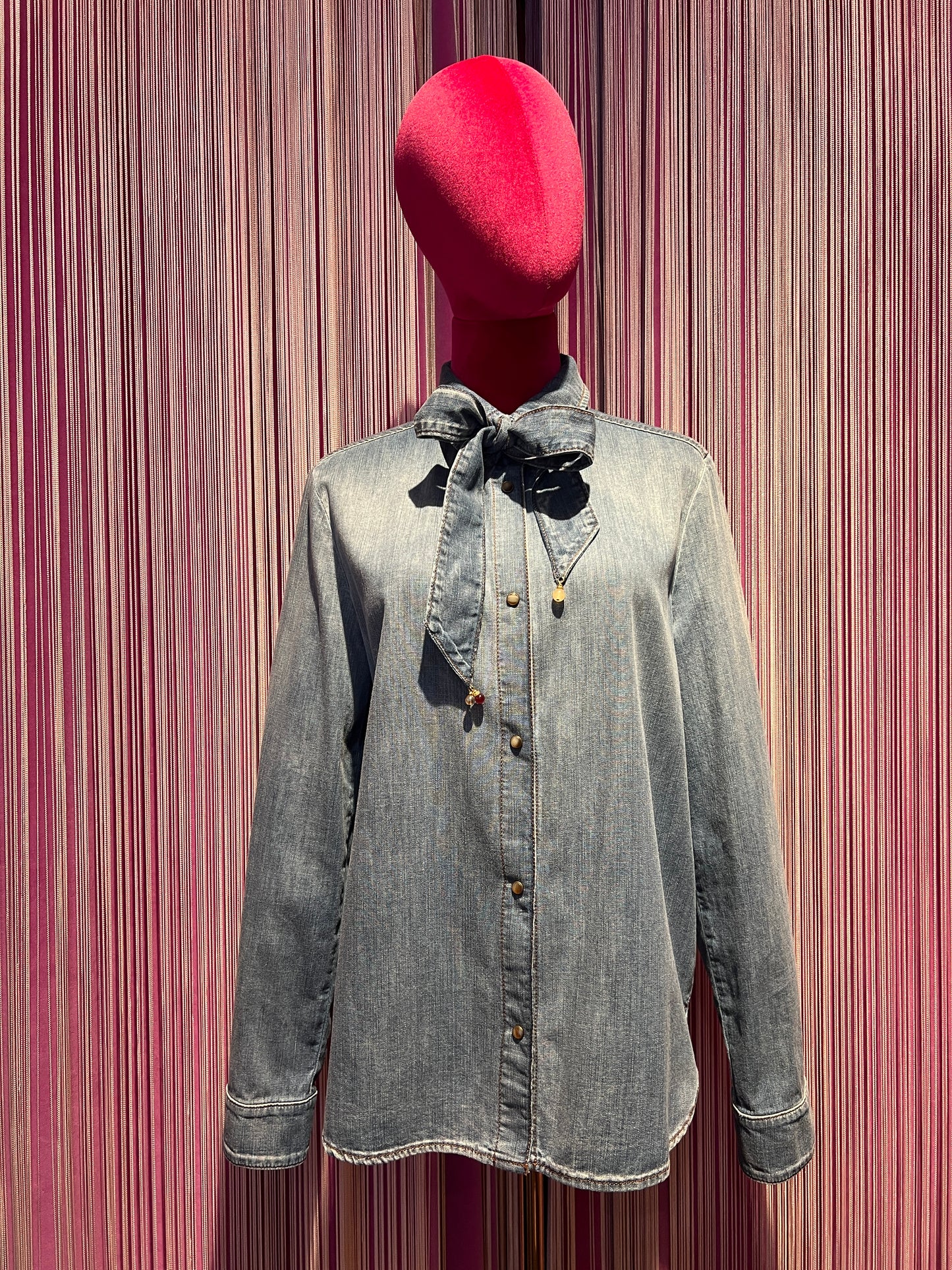 Bazar deluxe camicia jeans con fiocco rimovibile