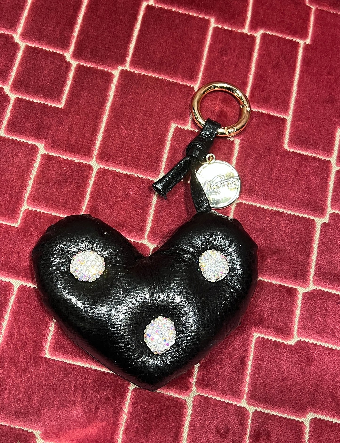 Charms cuore ecopelle nero con strass