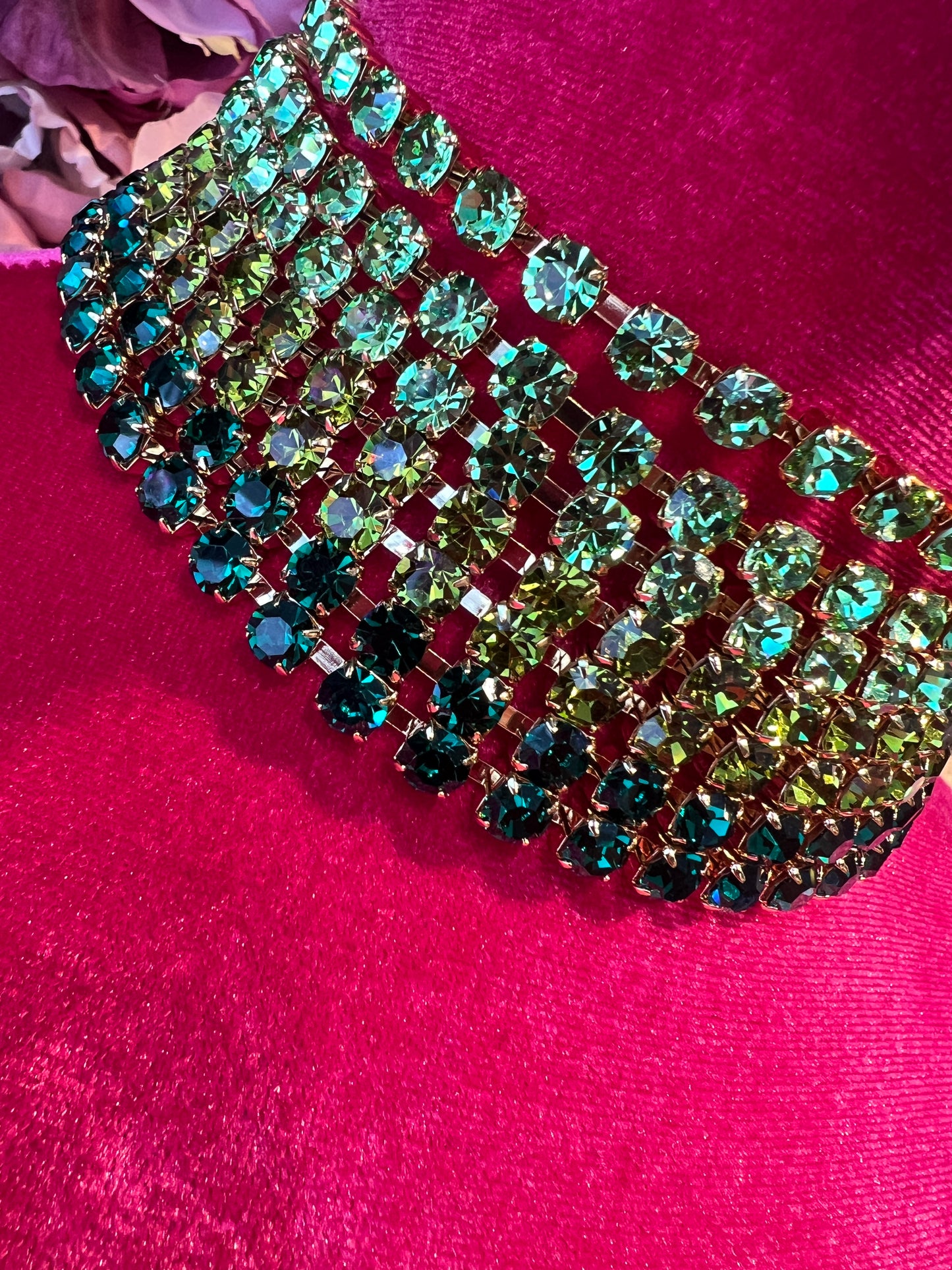 Choker cristalli 7 fili verdi