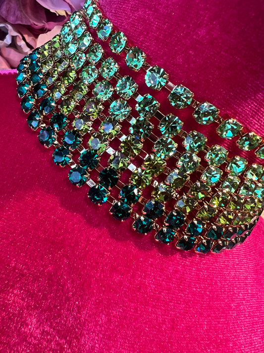 Choker cristalli 7 fili verdi