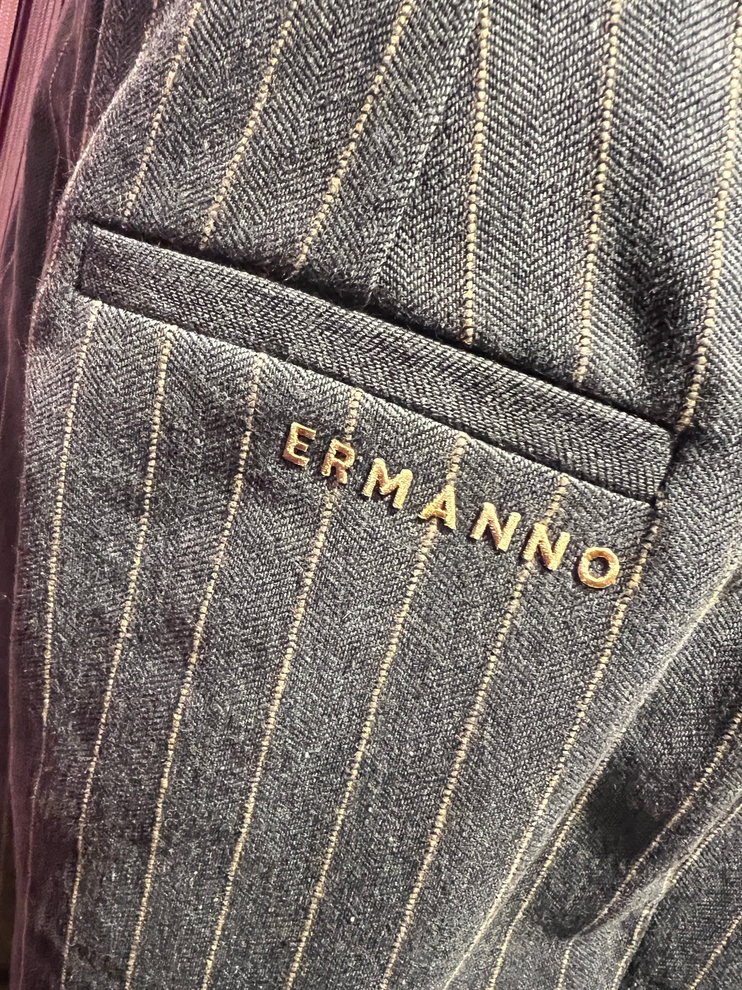 Ermanno Scervino pantalone gessato grigio e oro