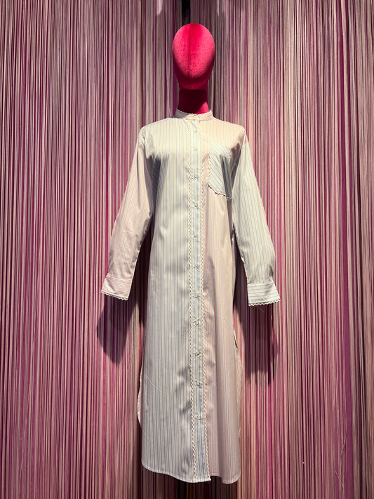 Sincere Paris abito chemisier fantasia righe con spacchi laterali