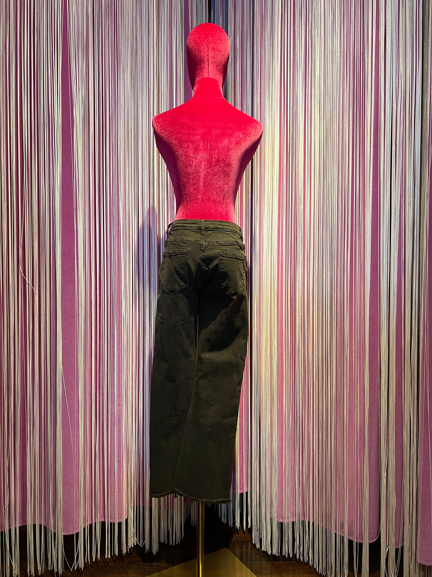 Mon amour Paris pantalone 5 tasche cotone elasticizzato sfrangiato a zampetta marrone