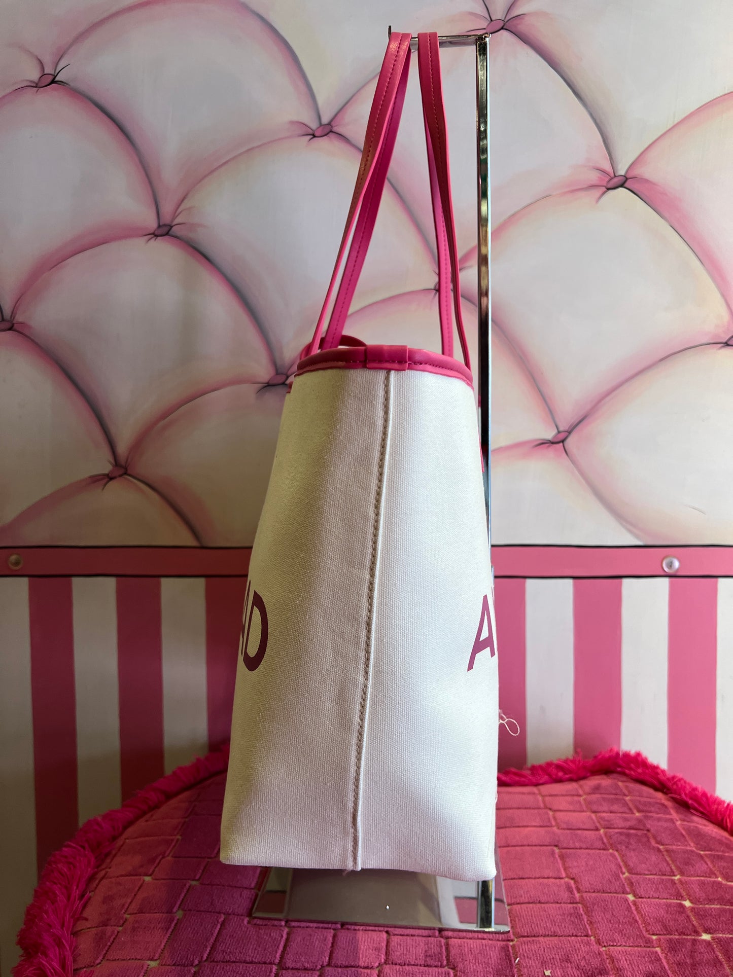 Rue Madam -50% di sconto shopping monogramma fucsia su tela panna