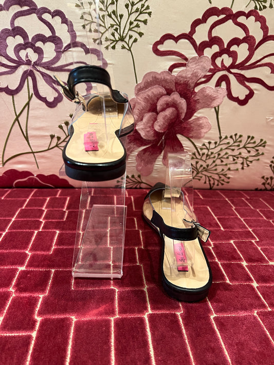 Love & roses ballerina cuore slingback vernice nero e pvc