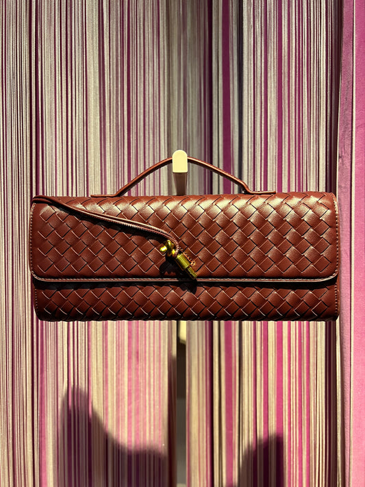 Borsa ecopelle burgundy lavorazione intreccio con tracolla