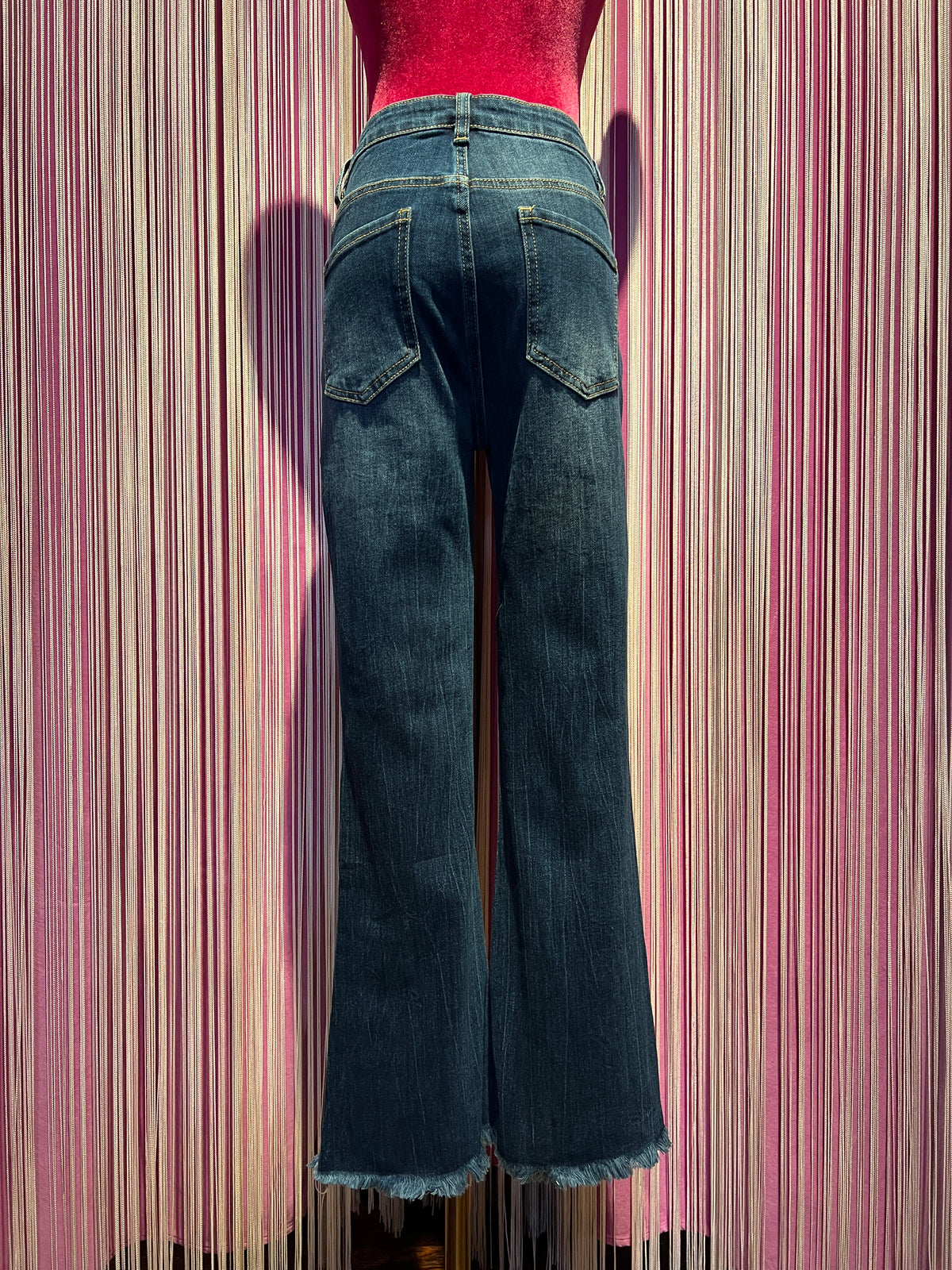 Mon amour Paris pantalone  jeans denim scuro sfrangiato