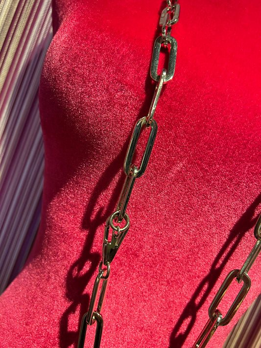 Collana lunga metallo colore argento