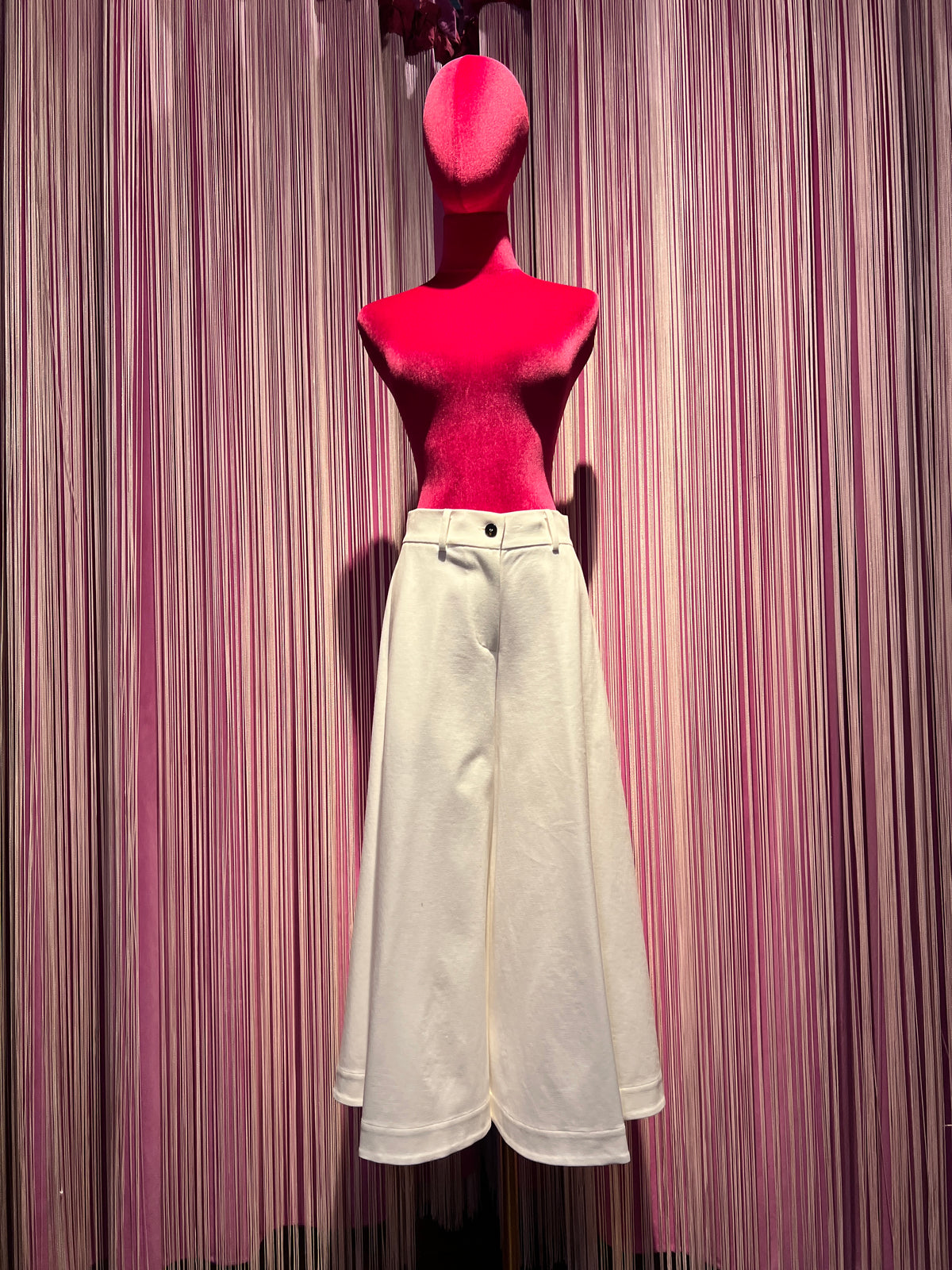 SU official pantalone elasticizzato panna punto Milano gamba ampia