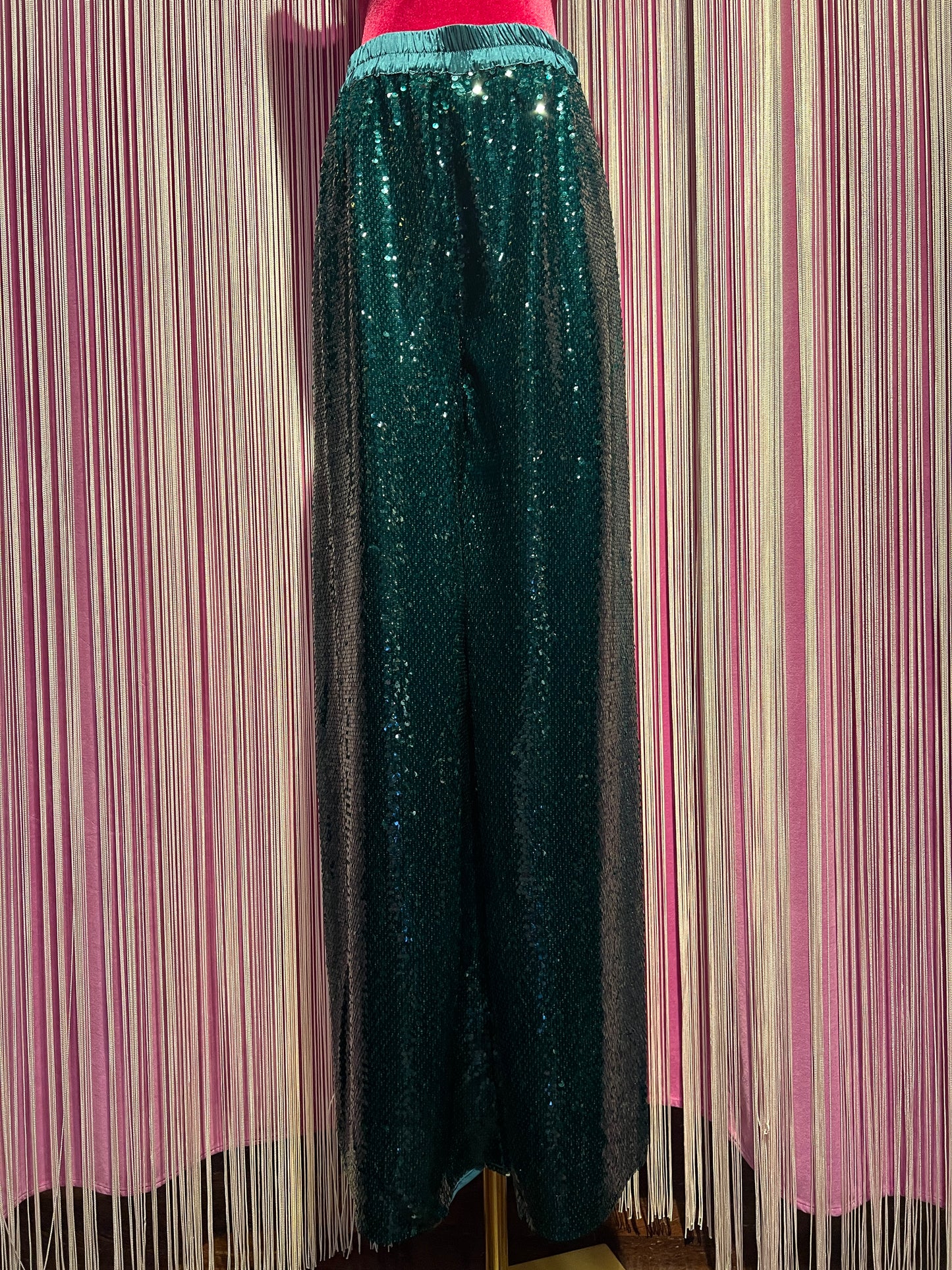 Dahlo pantalone palazzo paillettes con elastico in vita