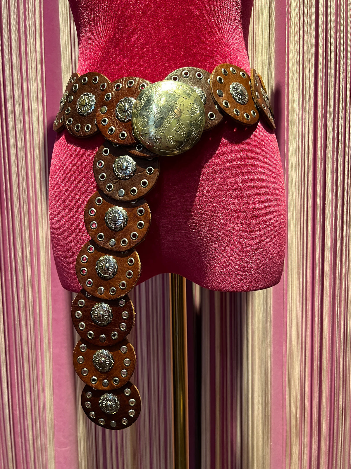 Love & roses cintura pelle marrone con fibbia e dettagli argento altezza cm 6